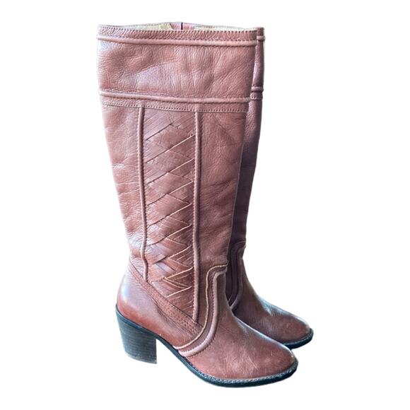 Fossil Felicia Chili Brown Leather hit just below the knee distressed size 6.5 - Picture 1 of 9